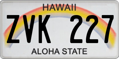 HI license plate ZVK227