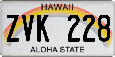 HI license plate ZVK228