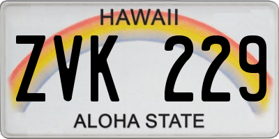 HI license plate ZVK229