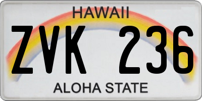 HI license plate ZVK236