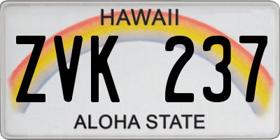 HI license plate ZVK237