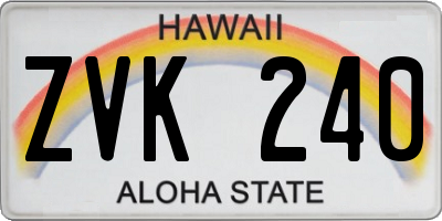 HI license plate ZVK240