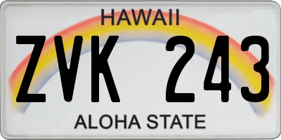 HI license plate ZVK243