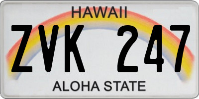 HI license plate ZVK247