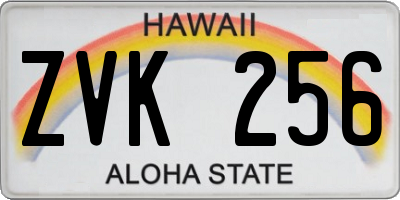 HI license plate ZVK256