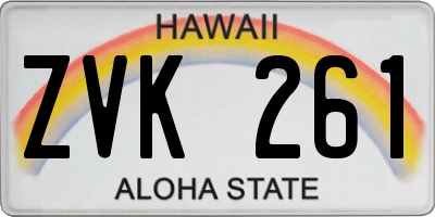 HI license plate ZVK261