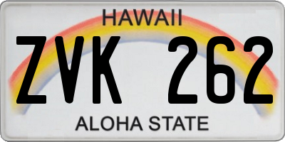 HI license plate ZVK262