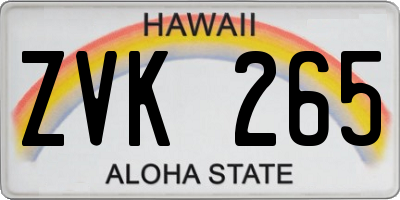 HI license plate ZVK265