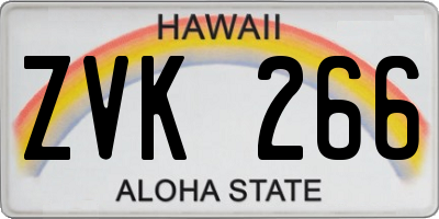 HI license plate ZVK266