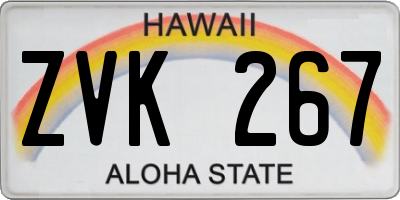 HI license plate ZVK267