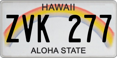 HI license plate ZVK277