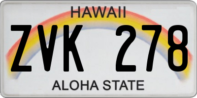 HI license plate ZVK278