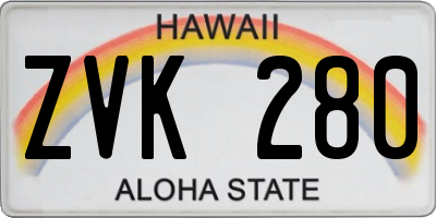 HI license plate ZVK280