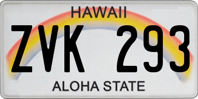 HI license plate ZVK293