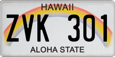 HI license plate ZVK301