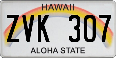 HI license plate ZVK307