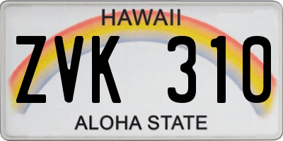 HI license plate ZVK310