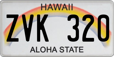 HI license plate ZVK320