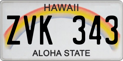 HI license plate ZVK343