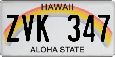 HI license plate ZVK347