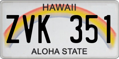 HI license plate ZVK351