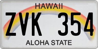 HI license plate ZVK354