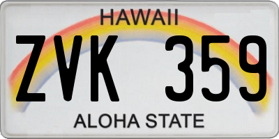 HI license plate ZVK359