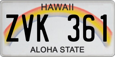 HI license plate ZVK361