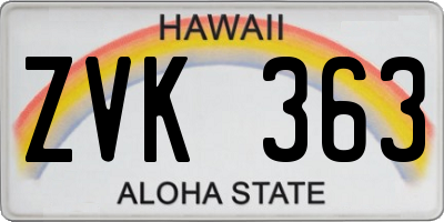 HI license plate ZVK363