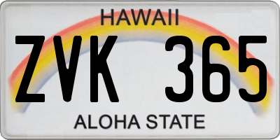 HI license plate ZVK365