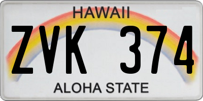 HI license plate ZVK374