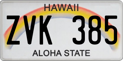 HI license plate ZVK385