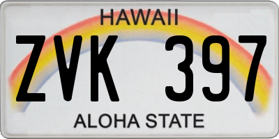 HI license plate ZVK397
