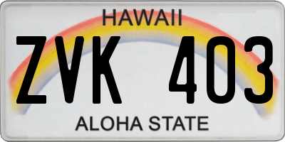 HI license plate ZVK403