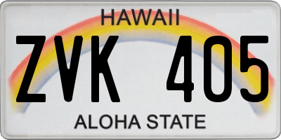 HI license plate ZVK405