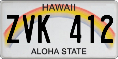HI license plate ZVK412