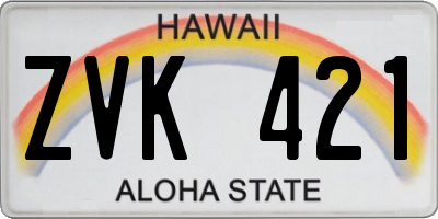 HI license plate ZVK421