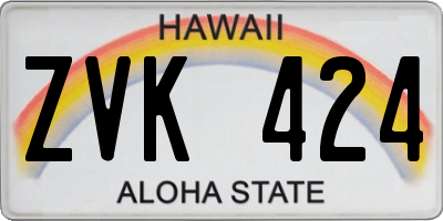 HI license plate ZVK424