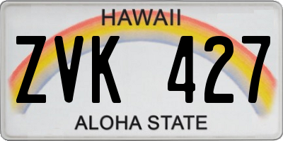 HI license plate ZVK427