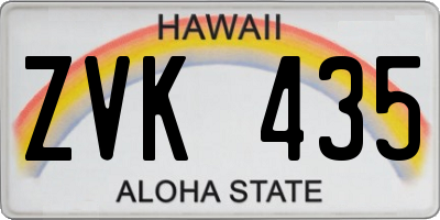 HI license plate ZVK435