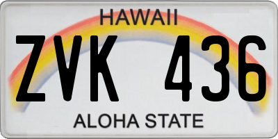 HI license plate ZVK436