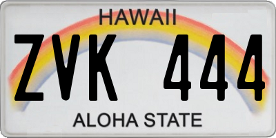 HI license plate ZVK444