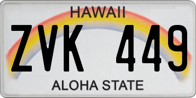 HI license plate ZVK449