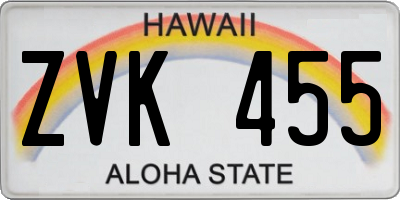 HI license plate ZVK455