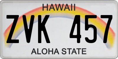 HI license plate ZVK457