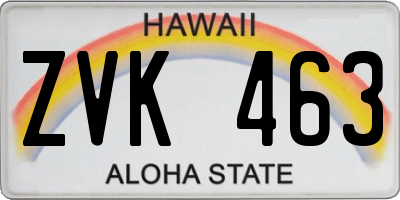 HI license plate ZVK463