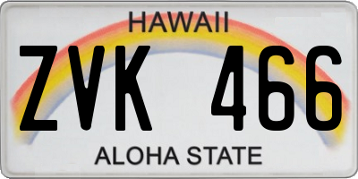 HI license plate ZVK466