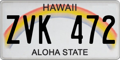 HI license plate ZVK472
