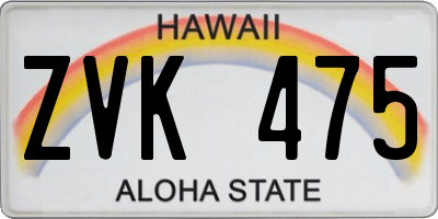 HI license plate ZVK475