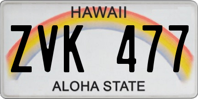 HI license plate ZVK477